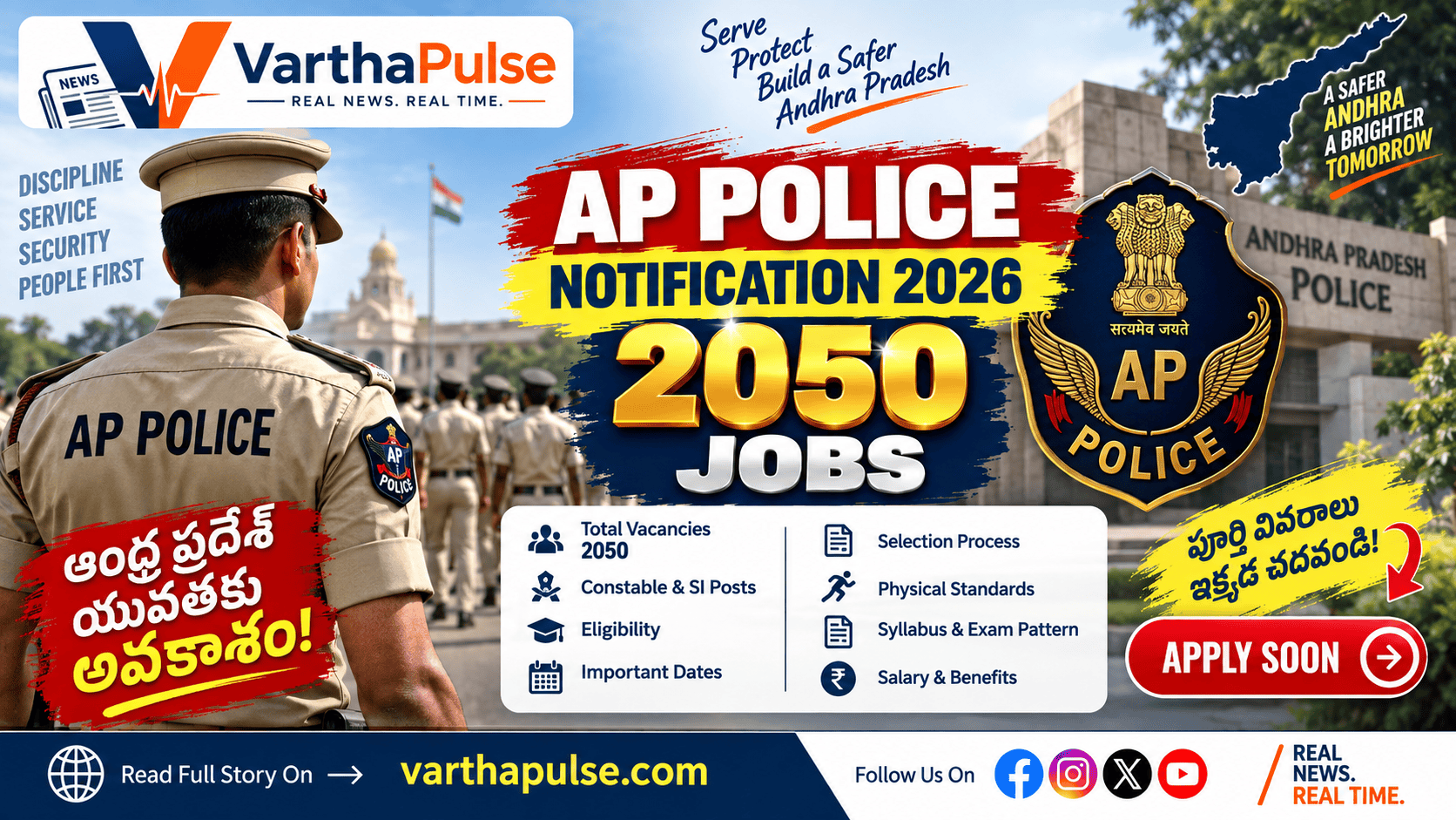 AP Police Notification 2026 ద్వారా 2050 SI మరియు కానిస్టేబుల్ పోలీస్ ఉద్యోగాలు