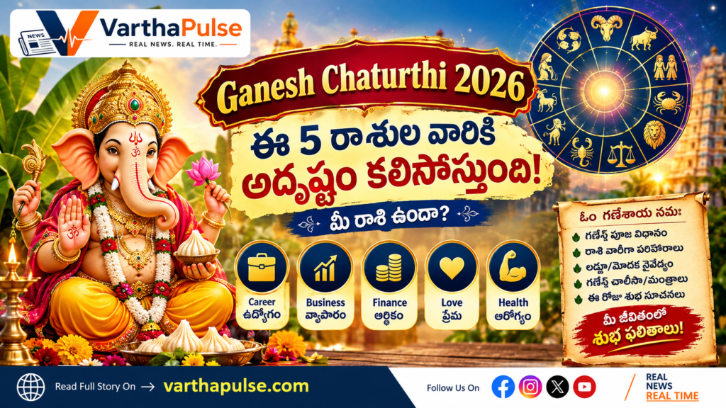 వినాయక చవితి 2026 సందర్భంగా గణపతి అనుగ్రహం పొందే అదృష్ట రాశులు