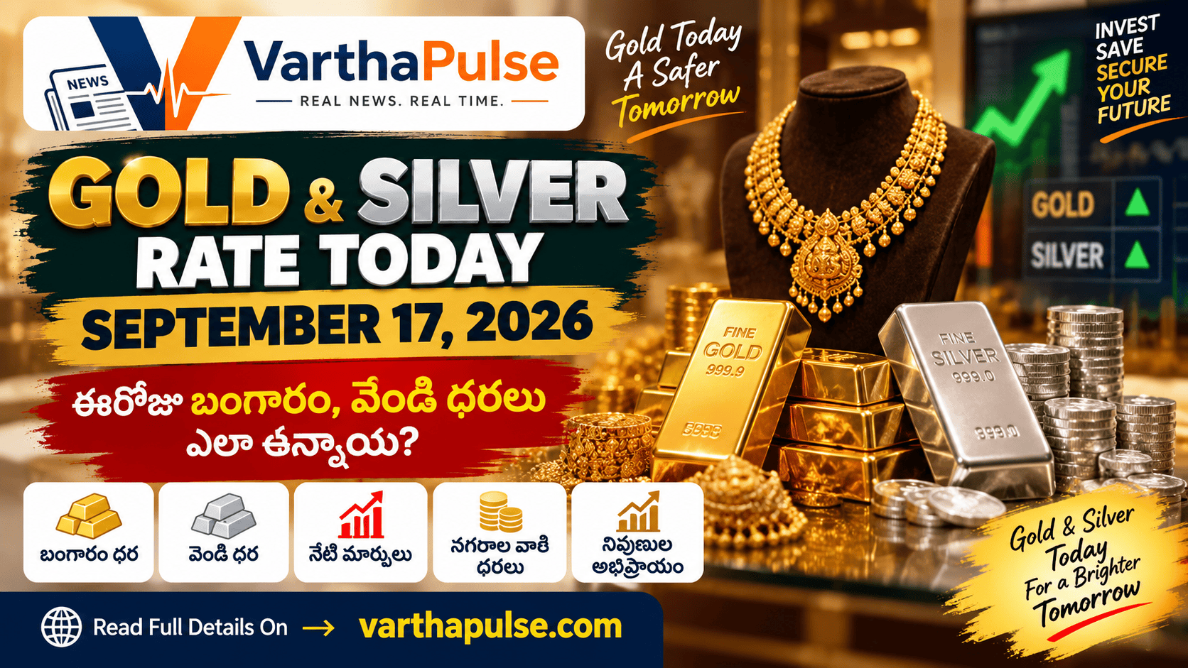 సెప్టెంబర్ 17 2026 హైదరాబాద్ బంగారం ధర 22 24 క్యారెట్లు మరియు వెండి రేట్లు