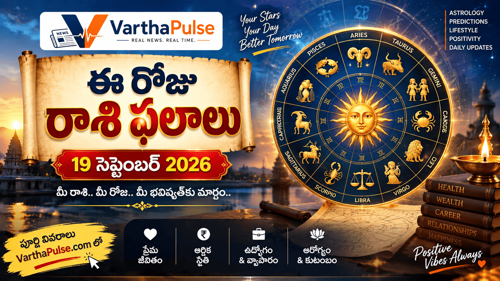 19 సెప్టెంబర్ 2026 తెలుగు రాశిఫలాలు 12 రాశుల ఫలితాలు